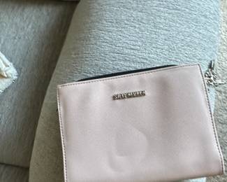 Steve Madden Blush Pink Faux Leather Pouch Clutch with Chain Detail