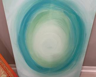 Abstract Circular Painting  Blue and Green Gradient