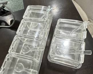 Clear Acrylic Condiment Server Tray with Spoons