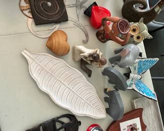 Assorted Decorative Collectibles with Animal and Plant Themes