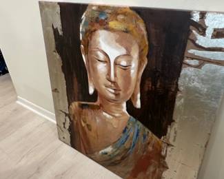 Contemporary Buddha Canvas Print with Metallic Accents