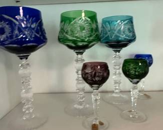 Nachtmann Traube Colored Cut Crystal Wine Glasses