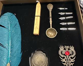Feather Quill Pen and Wax Seal Set third image