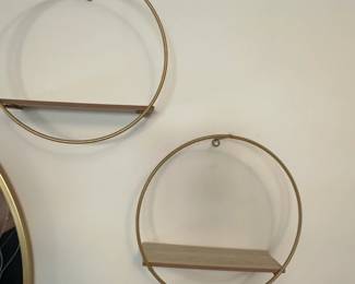 Round Metal Wall Shelf with Wood Insert