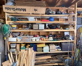 Fishing stuff for days! Lures, fake bait, rods, reels, tackle boxes, hooks, & sooooo much more