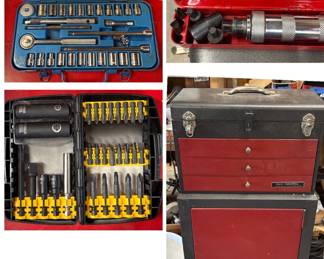 Socket sets/ tool box / drill bits galore
