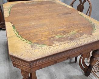 Vintage Kitchen Table with Stenciling