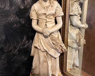 Vintage chalk statue, by Alexander Backer co. Depicts young woman in traditional clothing $200