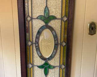 Antique stained glass window, beveled cut glass, from coal mine region PA