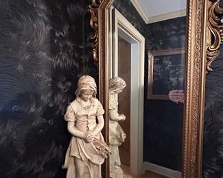 Vintage chalk statue, by Alexander Backer co. Depicts young woman in traditional clothing $200