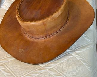 Handmade leather hat $80