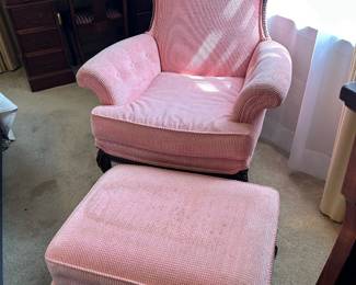 Vintage queen ann wing back chair & ottoman $180