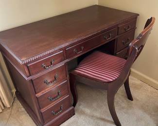 Antique mahogany desk, Colonial Manufactory Co.with chair $375