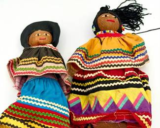 (2) Seminole palmetto fiber dolls