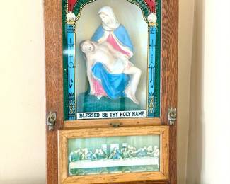 antique Catholic "Last Rites" or "Viaticum" shadow box