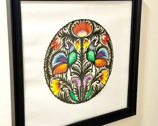 Framed Wycinanki Folk Art