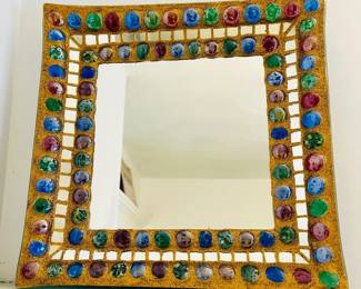 Mosaic Mirrored Vanity Tray with Colorful Glass Pebbles