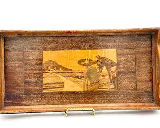 vintage Inlaid Mexican wooden serving tray