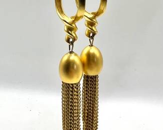 4” Mid-Century Modernist Dangles with Chain Tassels — Costume Jewelry