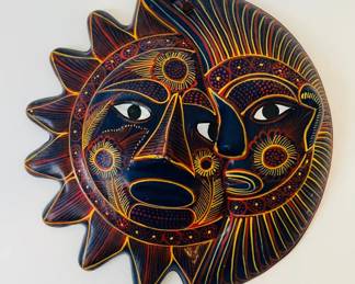 Celestial Sun & Moon Eclipse Ceramic Wall Art