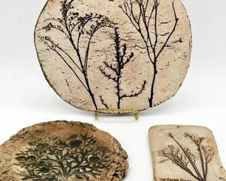 (3) Botanical Imprint Decor Items