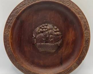 Vintage Monkey Pod Wooden Carved Plate