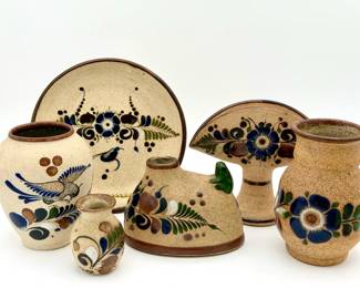 vintage Mexican Tonala folk art pottery Lot