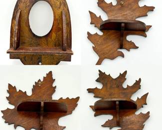 (4) Leaf Motif Wooden Wall Shelves