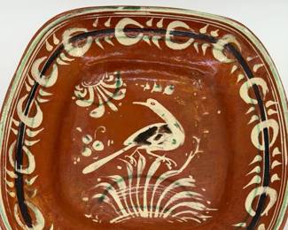 Mexican Tlaquepaque redware pottery dish Lot #2