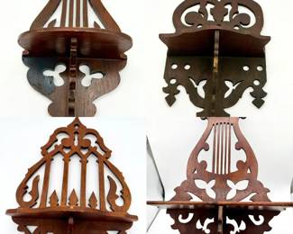 (4) Ornate Wooden Wall Shelves