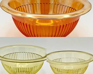 (3) Vintage Ribbed Glass Mixing Bowls
