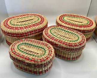 (4) Woven Nesting Baskets — Oval — People’s Republic of China