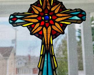 Colorful Stained Glass Cross — Franklin Mint — Ultraviolet Glow