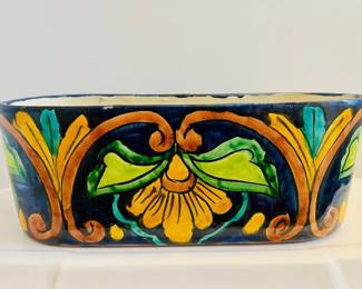 13” Mexican Talavera Pottery Planter Signed T. Ruth