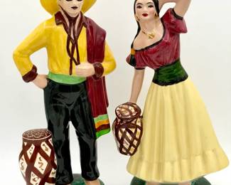 (2) Large, Stunning Hand Painted Ceramic Figurines