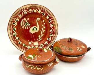 Red Earthenware Mexican Folk Art Lot