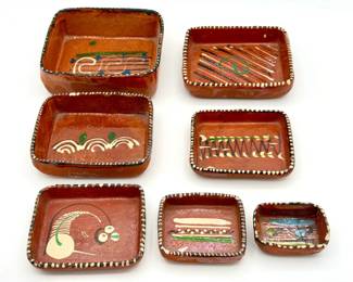 Mexican Tlaquepaque redware pottery Nesting Bowls