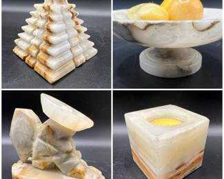 (4) Alabaster Stone Carved Sculptures