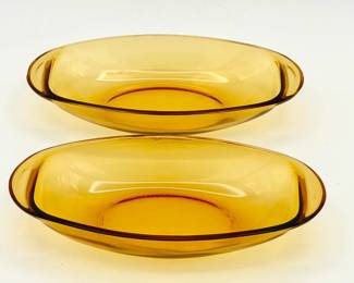 (2) Vintage Vereco in France Amber Dishes