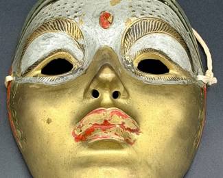 Painted Brass Decorated Mask