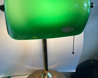 Hand Blown Green Glass Bankers Lamp — Tested & Works