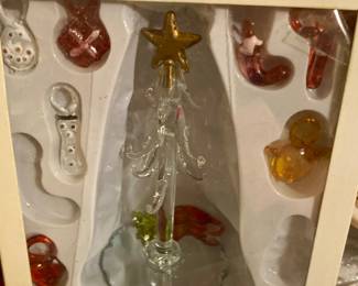 Vintage Blown Glass Christmas Tree w/ Ornaments 
