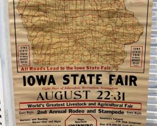 1934 Iowa State Fair Poster With Map