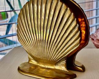 Brass Clamshell Bookends