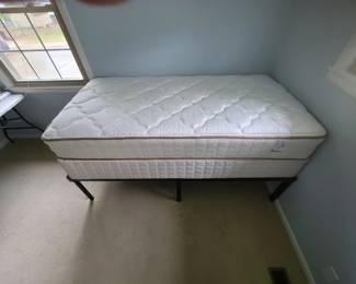 Nearly new SERTA twin mattress, box spring and frame