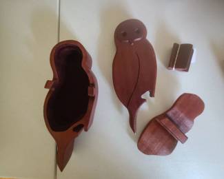 Owl shaped puzzle box.