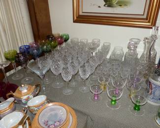 Waterford Stemware & Decanters, Multi-Colored Hand Cut Stemware