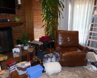 Pair of Leather Recliner With Nailhead Trim, Assorted Items