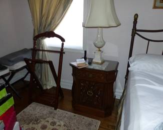 King Sixe Metal Headboard, Mattress & Boxspring, Pair of Night Tables, Pair of Pictures