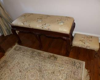 Mahogany Frame Bench, Foot Stool